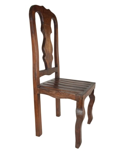 Ensemble de 4 chaises de salle à manger en bois de teck au design rustique avec coussin pour la décoration de la maison