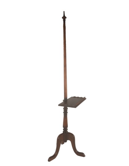 Cavallet suport de fusta massissa per a quadre o expositor de color noguera d'estil colonial. Mides: 157x40x40 cm.