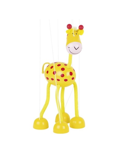 Marioneta y títere de cuerda de madera modelo jirafa juguete clásico y tradicional para niños, niñas. Medidas: 38x16 cm.