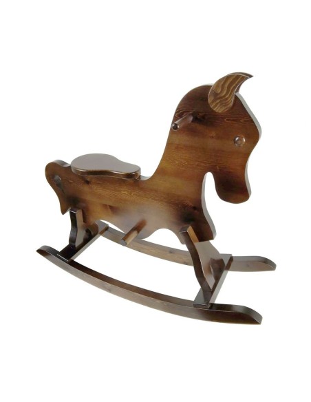 Cavall balancí de fusta joguina per a nens i nenes, decoració habitació, cavallet estil rústic. Mides: 82x93x28 cm.