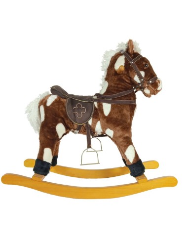 Cavall balancí amb suau pelatge de color marró cavallet balancí amb so de galop