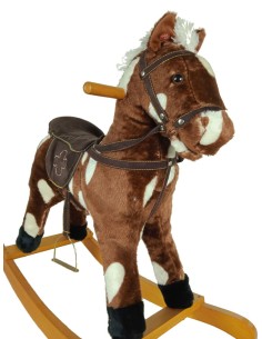 Cheval à bascule avec pelage brun doux Cheval à bascule avec son galop. 2