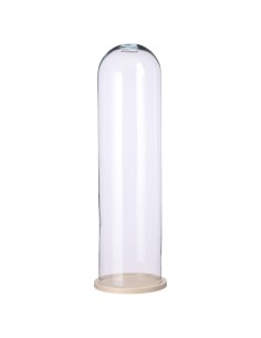 Cloche en verre avec socle en bois pour exposer les figurines