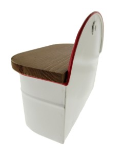 Grande salière en métal blanc avec couvercle en bois ustensiles de cuisine de style vintage 2