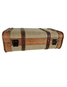 Grande valise en bois décorée de fibres naturelles rangement de décoration d'intérieur de style nordique.Dimensions:16x45x30 cm. 2