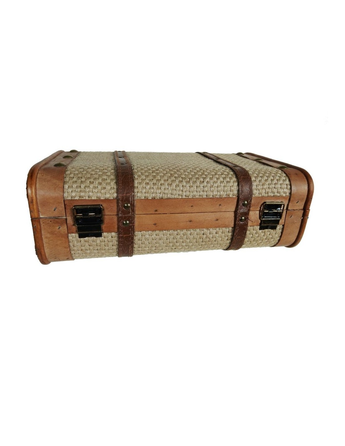 Valise de rangement 60x38x20,5 cm en métal et sapin naturel