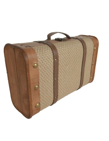 Petite valise en bois décorée de fibres naturelles rangement de décoration d'intérieur de style nordique