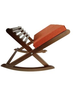Repose-pieds pliant en bois massif avec base large, couleur noyer et meuble auxiliaire rembourré