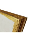 Ménsula peana de sobremesa en madera patinada color oro viejo para exposición de figura y decoración