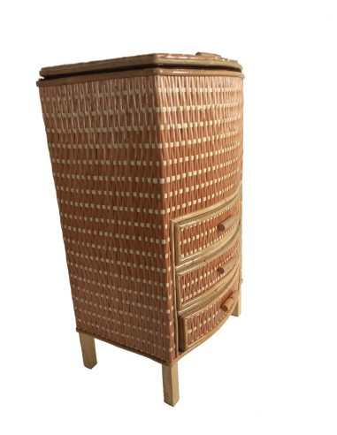 Grande boîte à couture en osier couleur miel avec trois tiroirs inférieurs de grande capacité pour la couture et les travaux d'a