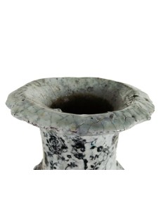 Vase en céramique vitrifiée avec motif floral, pièce artisanale pour décoration rustique 2