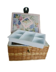 Cosidor cistella vímet costura brodat amb safata per a emmagatzematge 2