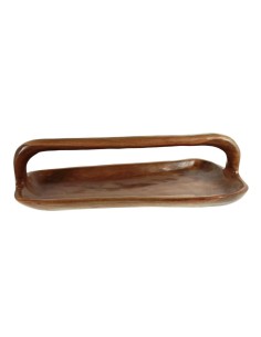 Centro de mesa vacía bolsillos en madera maciza de teca con asa forma irregular decoración hogar nórdico vintage 2