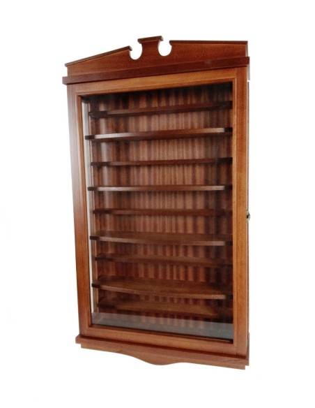 Vitrina armari porta didals de fusta massissa cedre color avellana expositor per paret decoració llar