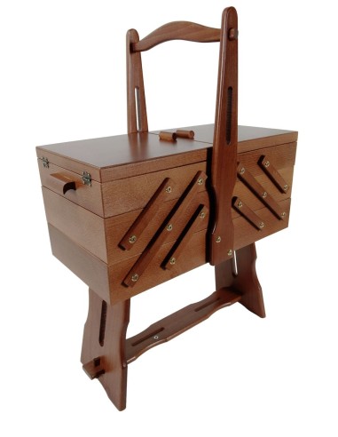 Costurero extensible grande con patas de madera maciza para labores
