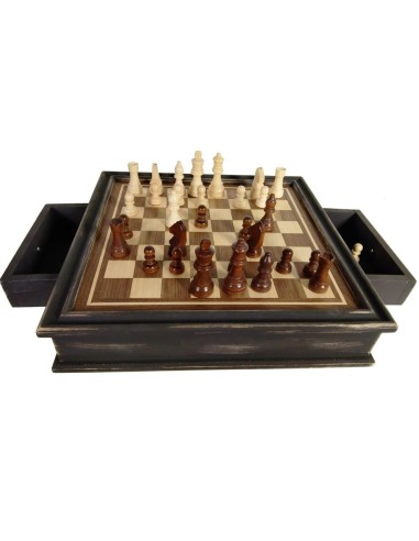Tauler de taula joc escacs de fusta vintage joc d'habilitat