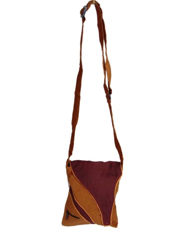 Bolso pequeño étnico bordado multicolor hippie tejido algodón color marrón