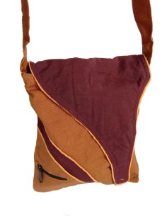 Bossa petita ètnic brodat multicolor hippie cotó color marró 2