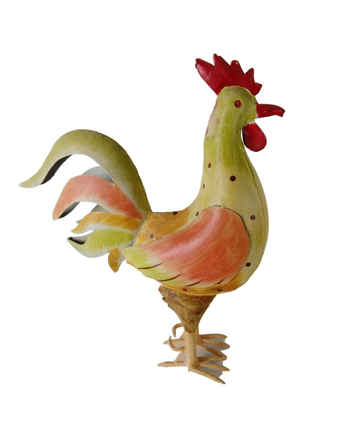 Figura de gallo de metal para decoración