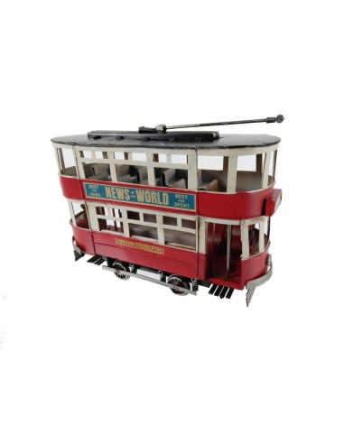  Tramway réplique rétro rouge pour objets de collection, modèle à deux étages