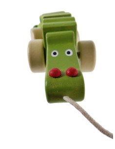 Joguina d'Arrossegament de Fusta per a Nens Joc Infantil Educatiu Motricitat de Corda amb Forma de Cocodril. 2