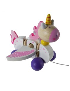 Arrossegament de fusta massissa unicorn joguina infantil