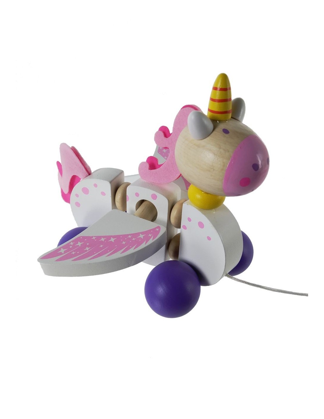 Arrastre de madera maciza unicornio juguete infantil