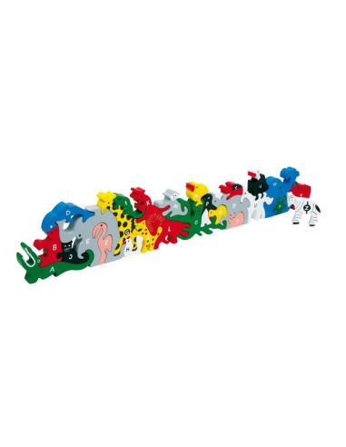 Puzzle Lettres et Chiffres Dans des Animaux en Bois pour S'adapter au Jouet Éducatif.