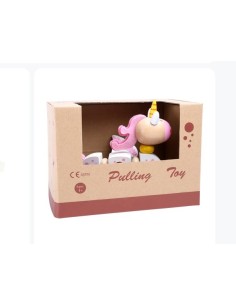 Arrastre de madera maciza unicornio juguete infantil 2