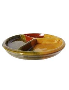 Plat per aperitius de porcellana d'argila, tres departaments, realitzat artesanalment estil rústic. 2