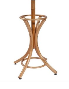 Perchero de pie en madera con cabezal giratorio, 12 ganchos color miel, cuatro patas. 2