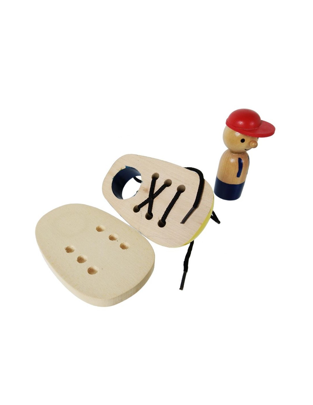 Jouet de laçage de chaussures pour tout-petits, jouet de chaussures de laçage en bois | Jouet d'apprentissage pour chaussures à laçage en bois - Jouet