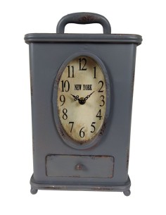 Horloge de table avec boîtier en métal gris vieilli 2