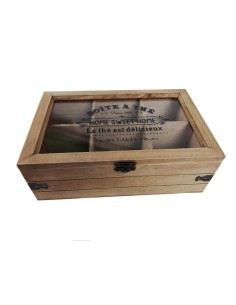 Caixa emmagatzematge de te per a bossetes i infusions, caixa de fusta amb 6 compartiments estil vintage.