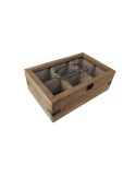 Caja almacenaje de té para bolsitas e infusiones, caja de madera con 6 compartimientos estilo vintage