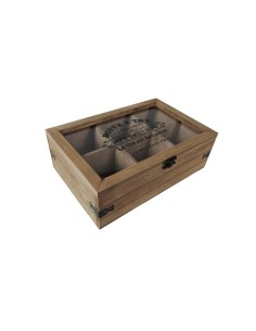 Caja de madera infusiones con 4 compartimentos 6.4 x 15.8 x 14