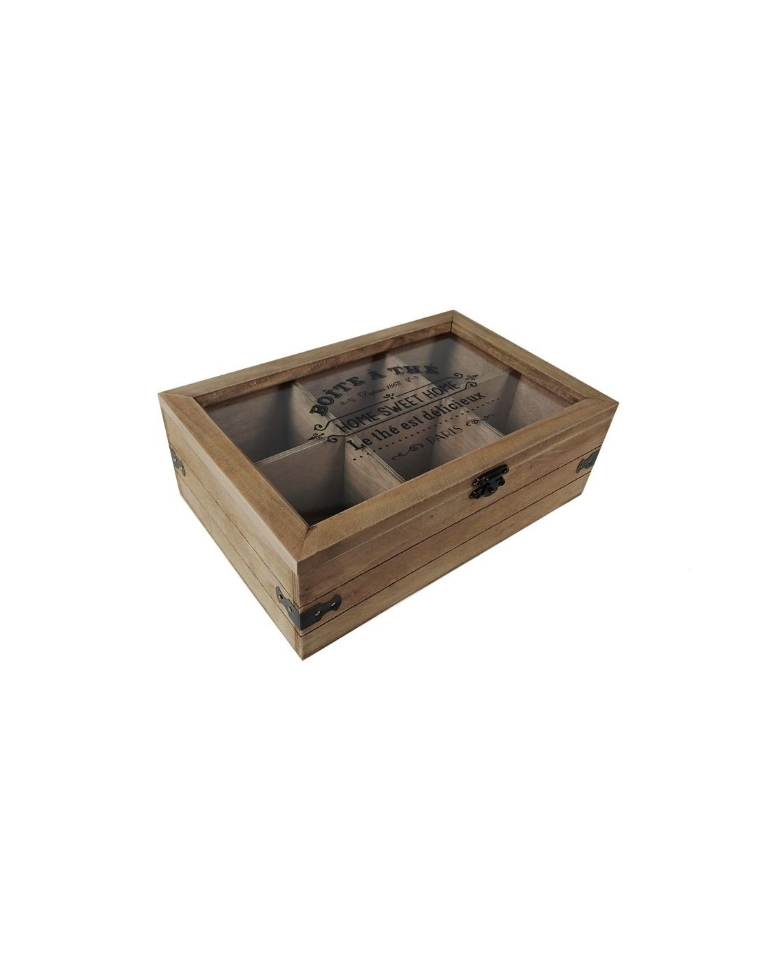 AC - Caja de madera con tapa Infusiones con 4 compartimientos, caja de  almacenamiento decorativa, caja de recuerdos, caja de manualidades y  regalo.
