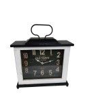 Reloj Vintage de sobremesa ideal para decoraciones retro con caja de madera y metal