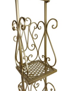 Portarrollos de pie para baño de hierro forja en color dorado accesorio para lavabo de estilo vintage 2