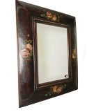Espejo de pared en madera decorado con flores estilo vintage