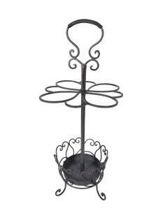 Porte-parapluie métallique gris foncé, décoration vintage, meuble d'entrée pour parapluies et cannes.