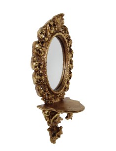 Ménsula con pedestal y con espejo para pared estilo rococó para decoración y exposición de figura en hogar o capilla 2
