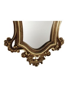 Espejo pequeño de pared de madera con pátina dorada, decoración hogar estilo Rococó 2