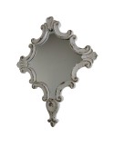 Espejo de pared de madera pintada y decapada de color blanco roto, decoración hogar de estilo vintage