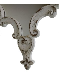 Mirall de paret de fusta pintada i decapada de color blanc trencat, decoració llar d'estil vintage 2