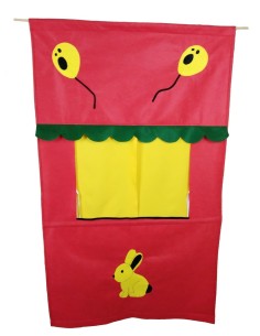 Teatro de títeres artesanal para colgar en marco de la puerta para juego infantil de marionetas. 2