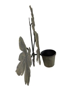 Maceter porta test mural de metall amb decoració fulles per a planta, decoració jardí per a la llar estil rústic 2