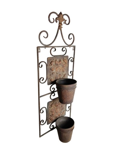 Macetero de metal para colgar en la pared, porta maceteros para dos plantas, decoración rústica para jardín del hogar Macetero de metal para colgar en la pared, porta maceteros para dos plantas, decoración rústica para jardín del hogar