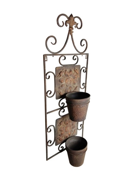 Macetero de metal para colgar en la pared porta maceteros para dos plantas decoración del jardín del hogar. Medidas:102x18x36cm.
