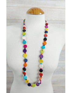 Collier de perles de porcelaine colorées